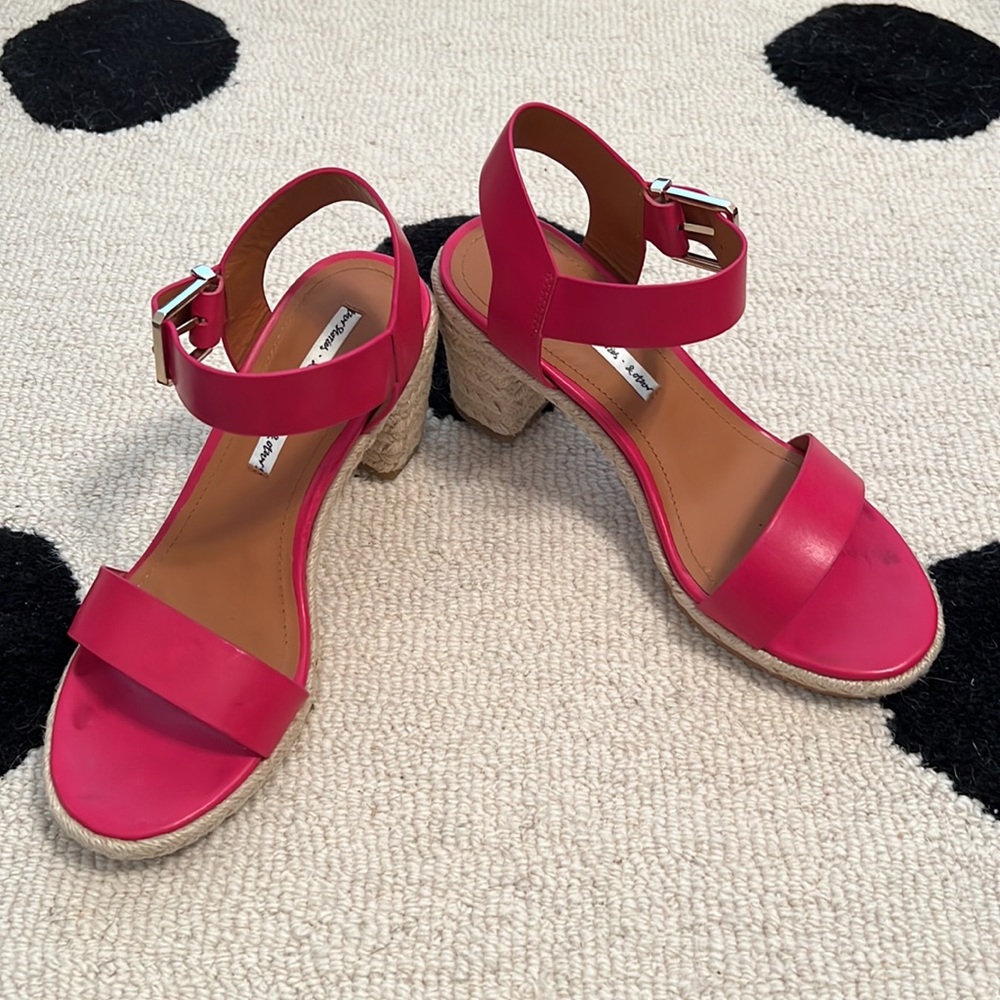& Other Stories Pink Braided Jute Block Heel Sandals w/Box